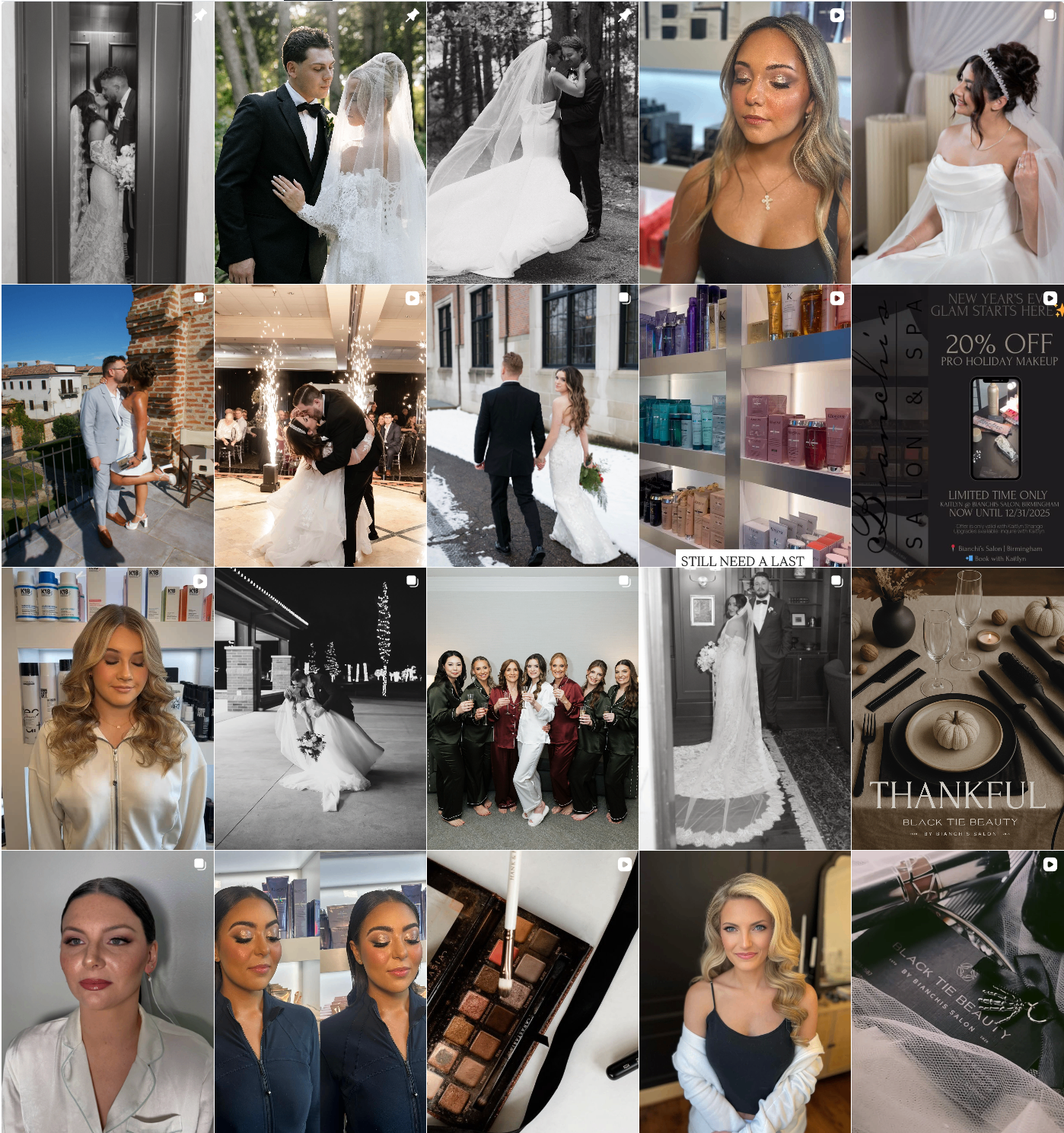 Black Tie Beauty Instagram portfolio